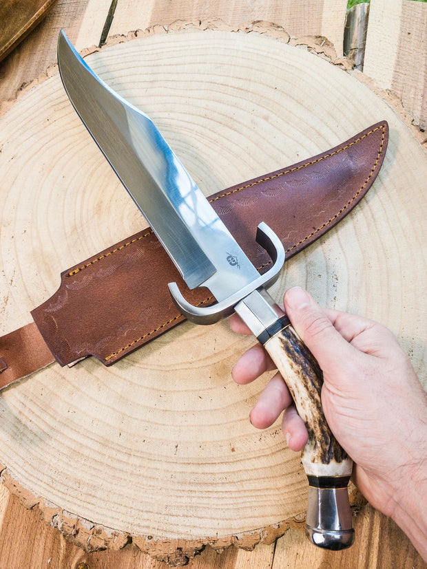 Handmade Bowie Knife with Antler Handle