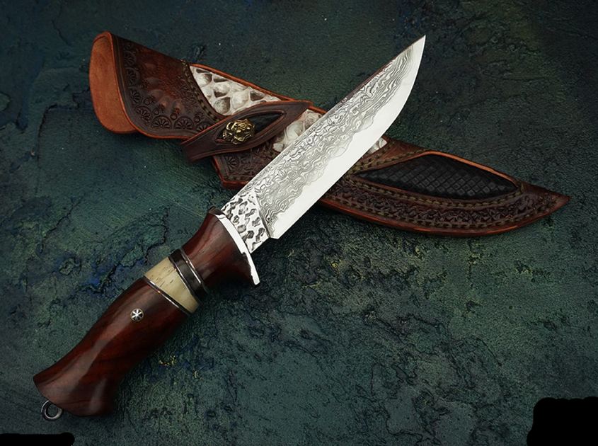 Black Knight Damascus Steel Outdoor Knife – Pro Survivals