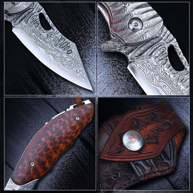 Falcon Damascus Steel 2-Blade Folding Pocket Knife – Forseti Steel