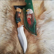 Handmade Bushcraft Knife with Artistic Sheath