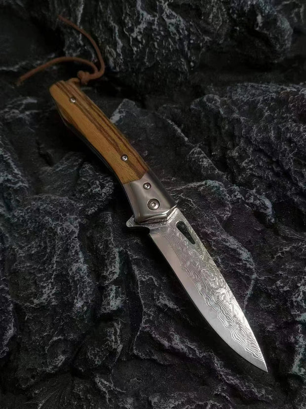 Zebra Wood VG10 Folding Knife