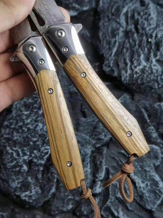 Zebra Wood VG10 Folding Knife