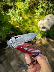 Rosewood Damascus Steel Pocket Knife