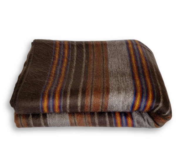 Brown/Orange/Blue Alpaca Wool Blanket