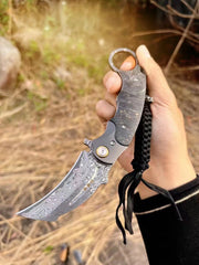 Japanese Damascus Steel Claw Pocket Knife