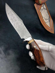War Owl Damascus Steel Fixed Blade Knife
