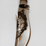 Handmade Wolf Print Fixed Blade Knife