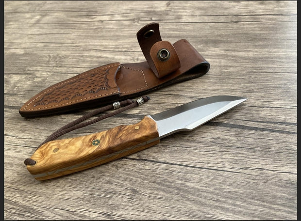 Handmade Olive Handle Bushcraft Knife