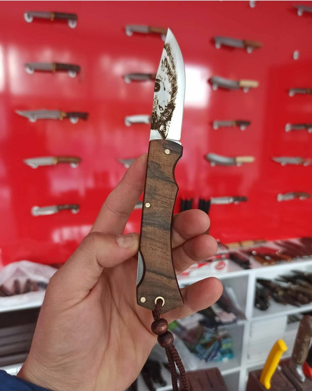 Handmade Wolf Print Pocket Knife