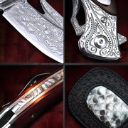 Egret Damascus Steel Folding Knife - Pro Survivals