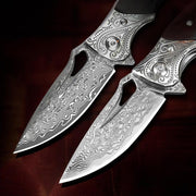 Egret Damascus Steel Folding Knife - Pro Survivals